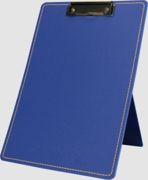 Klemmbrett Aufsteller / Präsentationsklemmbrett / Standklemmbrett, A4, genäht, aus PP, mit Klemmmechanik, mit Aufstellfunkion, Farbe: blau – 1 Stück